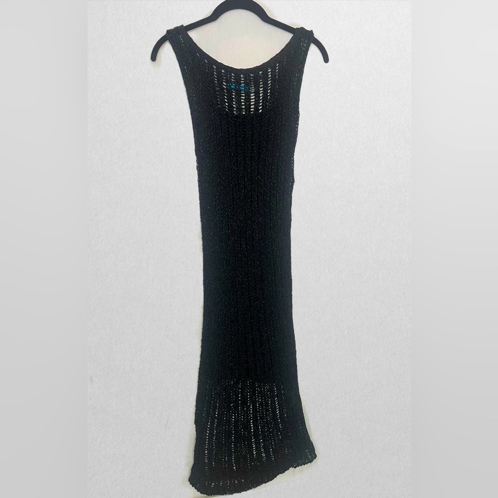 Alice + Olivia Like New Midi Length Sheer Knit Dress Over a Solid Black Slip!